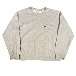 Vintage 90s Nike Gray Embroidered Swoosh Crewneck‎ Sweatshirt XL